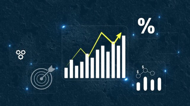 Business analyzing profit and quality management concept long term cost planning, product quality, budgeting, financial forecasting, and company revenue and expense projections. 4k video animation