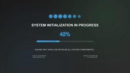 Futuristic System Boot Sequence Animation - Tech Terminal UI Loading Screen. - Powered by Adobe
