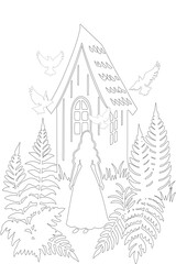Snow White Discovering The Cottage Storybook Coloring Page