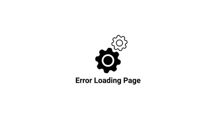 Two black gears and text Error Loading Page on a white background cogs mechanism