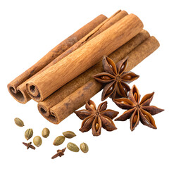 Cinnamon and anise chrismas isolated on transparent background