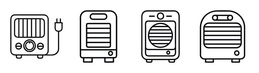 Portable heater types vector illustration for home heating appliance and cooling device guide