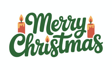 Merry christmas text with two candles on either side against a white colored background image design