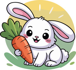 
Cute Easter Bunny Vector Illustration, Adorable Easter Bunny with Egg Clipart