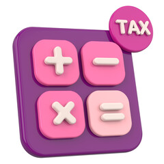 Obraz premium 3D Tax Icon Illustration with Calculator and Finance Elements.