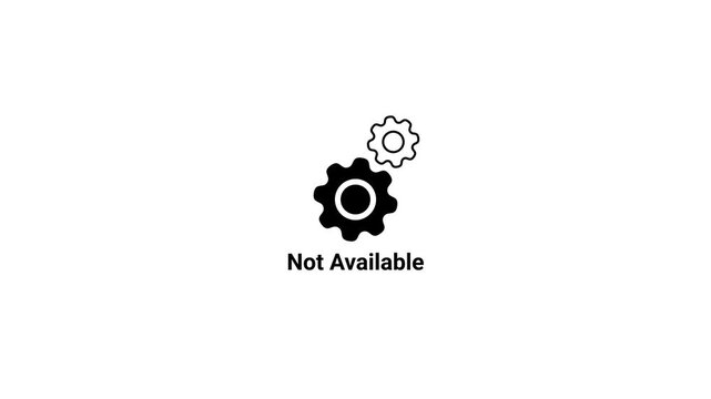 Two black gears and text Not Available on white background cogwheel mechanism