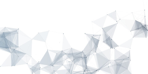 Abstract geometric background with connecting dots and lines with low poly triangle shapes. Polygonal Mesh Background Vector design digital technology concept Global network connection data structure.