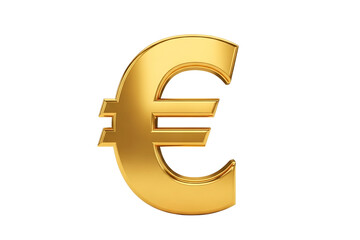 Golden euro currency symbol isolated on transparent background, financial concept