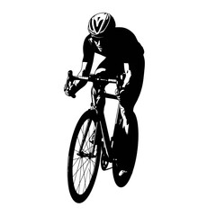 Naklejka premium Dynamic monochrome cyclist silhouette artwork showcasing speed and determination vector design