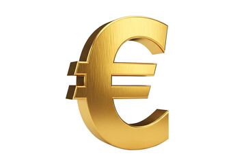 Golden euro currency symbol isolated on transparent background, financial concept