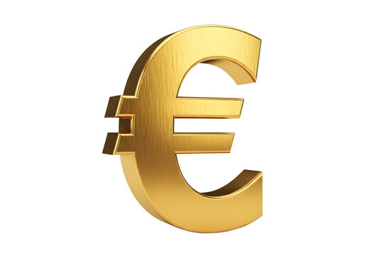 Golden euro currency symbol isolated on transparent background, financial concept