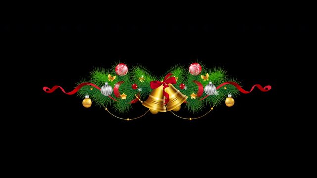 Christmas decoration ornament with jingle bell animation on alpha channel transparent background