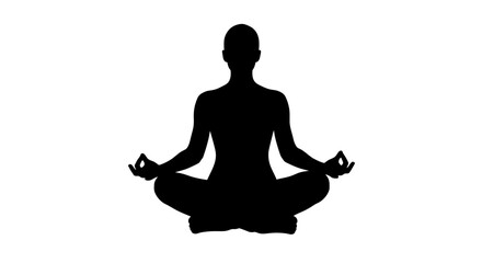 Silhouette of Woman in Lotus Position Meditating for Tranquility and Serenity