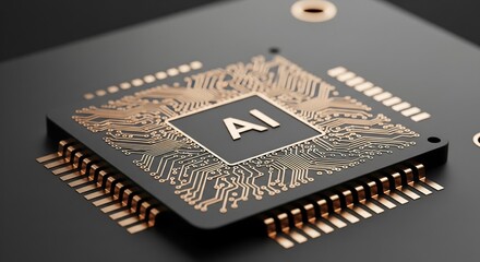 Macro of a healthcare microchip with copper circuitry and matte black base, ultra-detailed lab realism for medical AI visualization