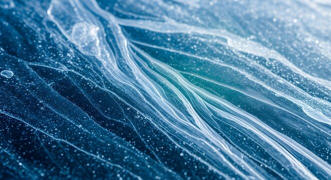 Macro shot of frozen ice crystals abstract winter background showing intricate patterns and textures