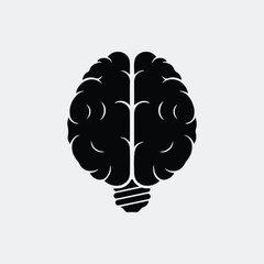 Silhouette brain lightbulb creative idea solution inspiration vector illustration