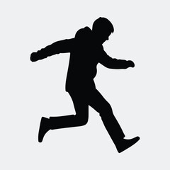 Silhouette man running fast athlete in sportswear vector illustration