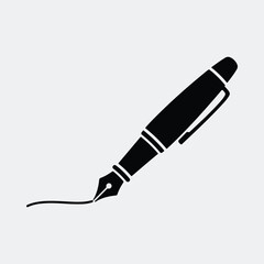 Silhouette vintage ink pen writing drawing line vector illustration