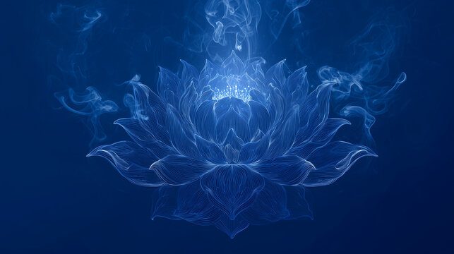 ajna sixth chakra indigo blue third eye chakra illustration emitting foggy energy and light	