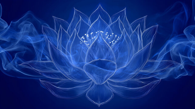 ajna sixth chakra indigo blue third eye chakra illustration emitting foggy energy and light	