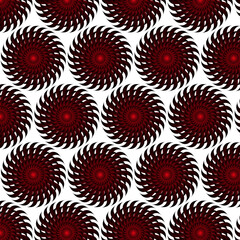 Repeating Red Radial Swirl Pattern &ndash; Decorative Geometric Floral Seamless Design