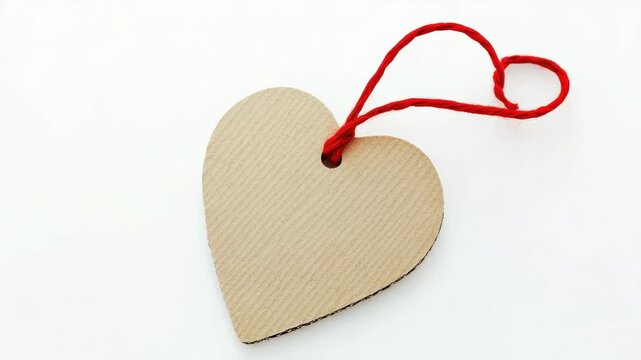 A wooden heart suspended from a string, a symbol of love and longing