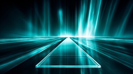 Fototapeta premium A blue and white image of a long, narrow glass floor with a blue