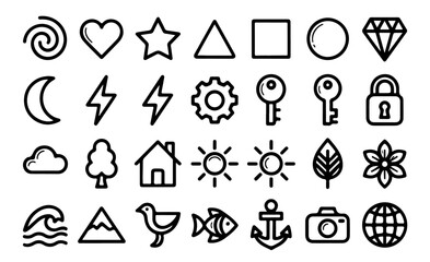 Scattered Minimalist Line Art Icons Illustration