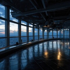 Panoramic View from a High-Rise Building at Dusk.