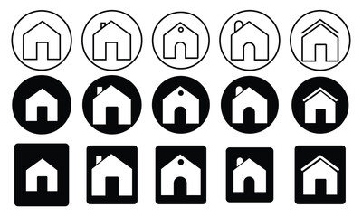 Set of home icon vector. Outline icon of home vector symbol. High-Quality and professional house symbol for Web, Apps, Logo, UI, UX design. Web home vector illustration.