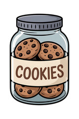 Jar of chocolate chip cookies with label isolated on transparent background