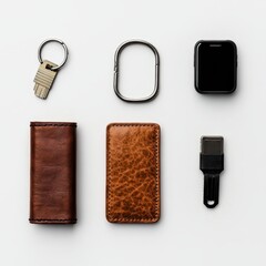 Minimalist Flat Lay of Modern Accessories on Light Background