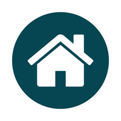 White house icon in teal circle isolated on transparent background