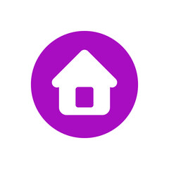 White house icon inside a purple circle isolated on transparent background
