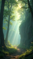 Fototapeta premium Mystical Fantasy Forest Portrait (Green) 