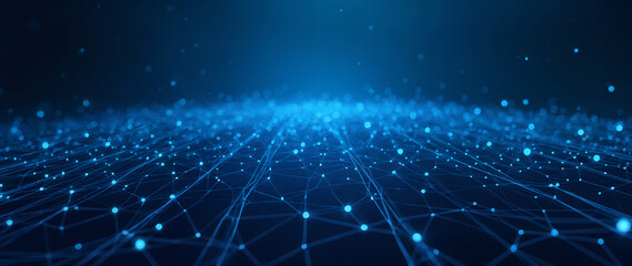 Blue digital data grid representing global network connectivity, cloud systems, virtual mapping and futuristic information technology