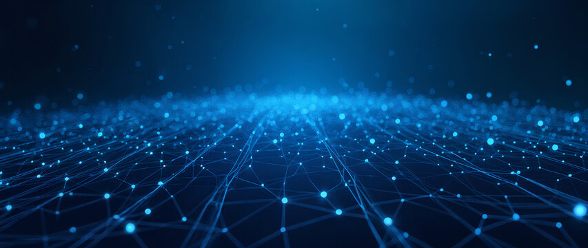 Blue digital data grid representing global network connectivity, cloud systems, virtual mapping and futuristic information technology