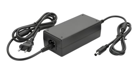 Black Power Adapter with Cables Isolated