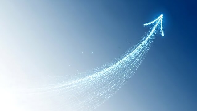 Watch your business soar with this dynamic arrow pointing upwards against a clean blue backdrop for an optimistic and successful future growth trajectory