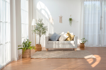 Bright and Airy Living Room With Cozy Furniture and Natural Light in a Modern Home