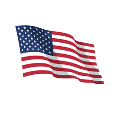 Fototapeta premium Waving american flag vector illustration, usa national symbol icon.