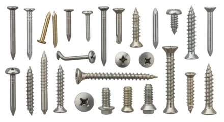 Variety of Metal Nails and Screws
