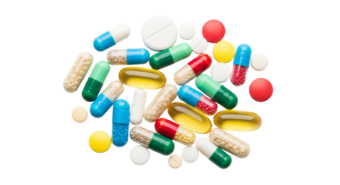 Assorted Colorful Pills and Capsules