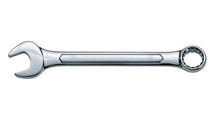 Professional Chrome Wrench Isolated White Background
