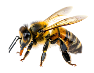 Insect on black background, close-up of bee