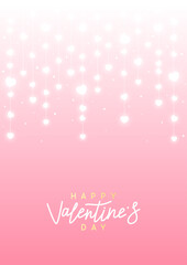 Hearts sparkle vertical border on light pink background for Valentines day and wedding lovely greeting card design