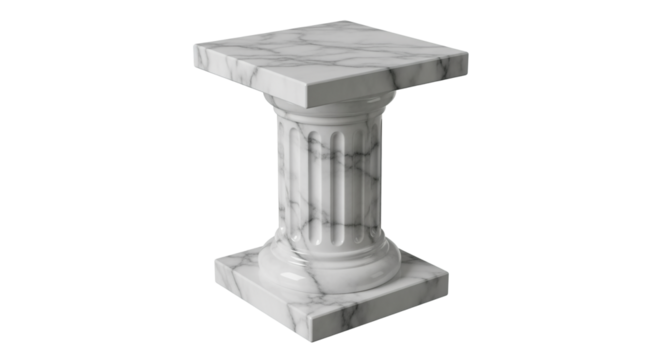 Elegant White Marble Column Pedestal 3D