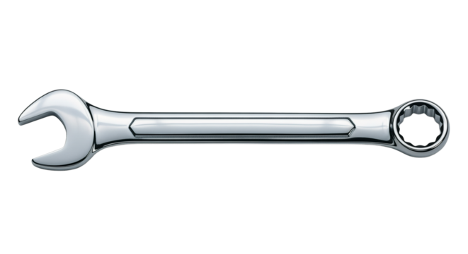Professional Chrome Wrench Isolated White Background