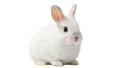 Adorable Fluffy White Bunny on White Background