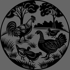  Closeup shot of a hen sitting on the grass with its chicken